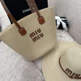 ミュウミュウ帽子 Miu Miu 2026新作 麦わら帽子