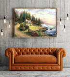 Pine Cove Cottage HD Canvas Print Home Decor Paintings Wall Art Pictures