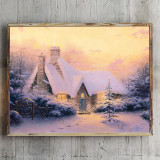 Christmas Tree Cottage HD Canvas Print Home Decor Paintings Wall Art Pictures