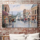 Main Street Trolley HD Canvas Print Home Decor Paintings Wall Art Pictures