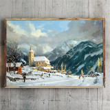 Winter Chapel HD Canvas Print Home Decor Paintings Wall Art Pictures