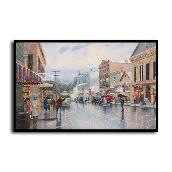 Main Street Trolley HD Canvas Print Home Decor Paintings Wall Art Pictures