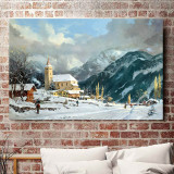 Winter Chapel HD Canvas Print Home Decor Paintings Wall Art Pictures