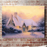 Christmas Tree Cottage HD Canvas Print Home Decor Paintings Wall Art Pictures