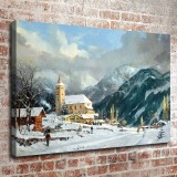 Winter Chapel HD Canvas Print Home Decor Paintings Wall Art Pictures