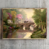 Hometown Bridge HD Canvas Print Home Decor Paintings Wall Art Pictures