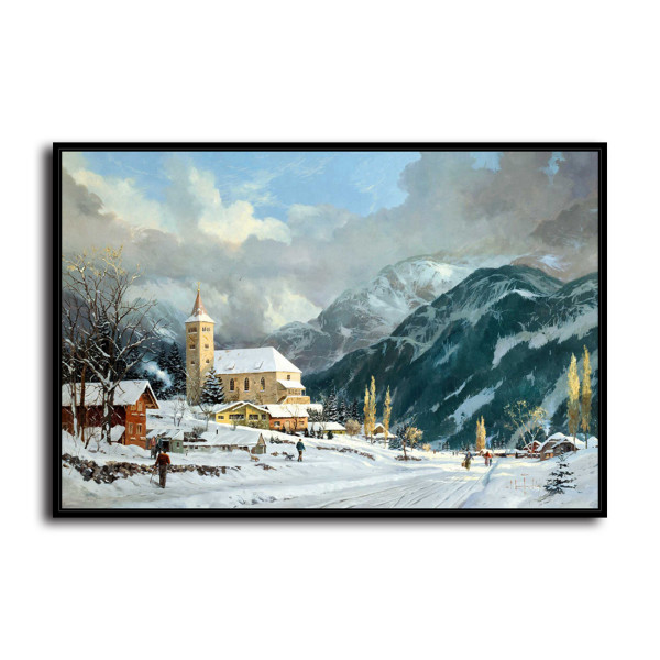 Winter Chapel HD Canvas Print Home Decor Paintings Wall Art Pictures