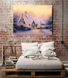 Christmas Tree Cottage HD Canvas Print Home Decor Paintings Wall Art Pictures