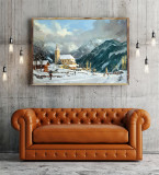 Winter Chapel HD Canvas Print Home Decor Paintings Wall Art Pictures