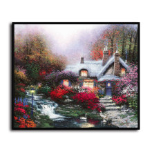 Evening At Swanbrooke Cottage Thomashire HD Canvas Print Home Decor Paintings Wall Art Pictures