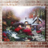 Evening At Swanbrooke Cottage Thomashire HD Canvas Print Home Decor Paintings Wall Art Pictures