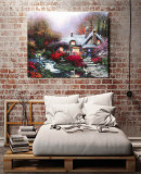 Evening At Swanbrooke Cottage Thomashire HD Canvas Print Home Decor Paintings Wall Art Pictures