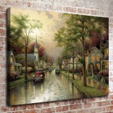 Hometown Morning HD Canvas Print Home Decor Paintings Wall Art Pictures