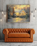 Christmas Cottage HD Canvas Print Home Decor Paintings Wall Art Pictures