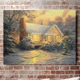 Christmas Cottage HD Canvas Print Home Decor Paintings Wall Art Pictures