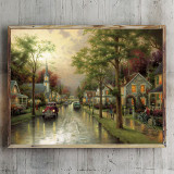 Hometown Morning HD Canvas Print Home Decor Paintings Wall Art Pictures