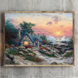 Cottage By The Sea HD Canvas Print Home Decor Paintings Wall Art Pictures