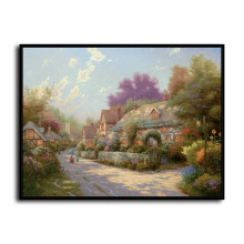 Cobblestone Village HD Canvas Print Home Decor Paintings Wall Art Pictures