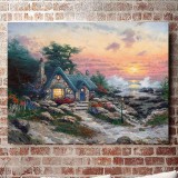 Cottage By The Sea HD Canvas Print Home Decor Paintings Wall Art Pictures