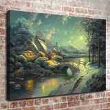 Christmas Moonlight HD Canvas Print Home Decor Paintings Wall Art Pictures