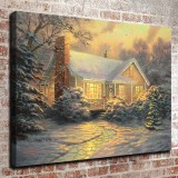 Christmas Cottage HD Canvas Print Home Decor Paintings Wall Art Pictures