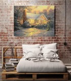 Christmas Cottage HD Canvas Print Home Decor Paintings Wall Art Pictures