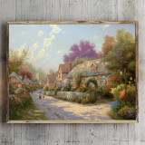 Cobblestone Village HD Canvas Print Home Decor Paintings Wall Art Pictures