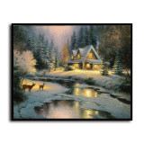 Deer Creek Cottage HD Canvas Print Home Decor Paintings Wall Art Pictures