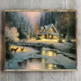 Deer Creek Cottage HD Canvas Print Home Decor Paintings Wall Art Pictures