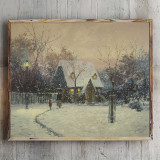 A Winter Cottage HD Canvas Print Home Decor Paintings Wall Art Pictures