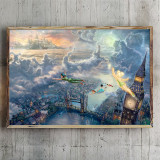 Tinker Bell And Peter Pan Fly To Neverland HD Canvas Print Home Decor Paintings Wall Art Pictures