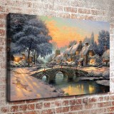 Cobblestone Christmas HD Canvas Print Home Decor Paintings Wall Art Pictures