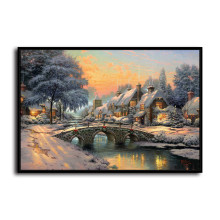 Cobblestone Christmas HD Canvas Print Home Decor Paintings Wall Art Pictures