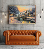 Cobblestone Christmas HD Canvas Print Home Decor Paintings Wall Art Pictures