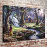 Snow White discovers the cottage HD Canvas Print Home Decor Paintings Wall Art Pictures