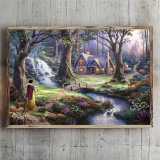 Snow White discovers the cottage HD Canvas Print Home Decor Paintings Wall Art Pictures