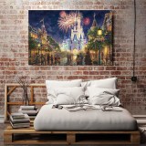 Fireworks celebration castle HD Canvas Print Home Decor Paintings Wall Art Pictures