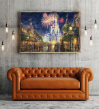 Fireworks celebration castle HD Canvas Print Home Decor Paintings Wall Art Pictures