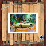 Car in the crowd HD Canvas Print Home Decor Paintings Wall Art Pictures