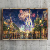 Fireworks celebration castle HD Canvas Print Home Decor Paintings Wall Art Pictures