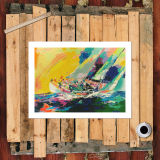 Ship in the waves HD Canvas Print Home Decor Paintings Wall Art Pictures