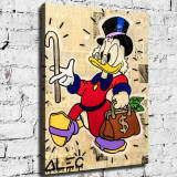 SCROOGE CARRYING MONEY HANDBAG CANE HD Canvas Print Home Decor Paintings Wall Art Pictures