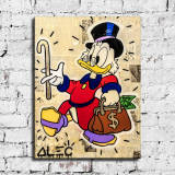 SCROOGE CARRYING MONEY HANDBAG CANE HD Canvas Print Home Decor Paintings Wall Art Pictures