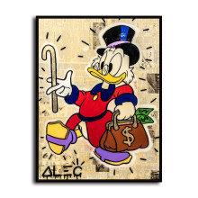 SCROOGE CARRYING MONEY HANDBAG CANE HD Canvas Print Home Decor Paintings Wall Art Pictures