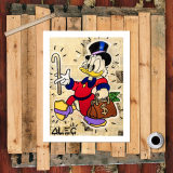 SCROOGE CARRYING MONEY HANDBAG CANE HD Canvas Print Home Decor Paintings Wall Art Pictures