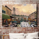 Main Street Trolley HD Canvas Print Home Decor Paintings Wall Art Pictures