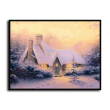 Christmas Tree Cottage HD Canvas Print Home Decor Paintings Wall Art Pictures