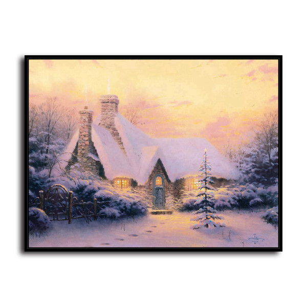 Christmas Tree Cottage HD Canvas Print Home Decor Paintings Wall Art Pictures