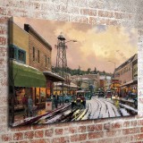 Main Street Trolley HD Canvas Print Home Decor Paintings Wall Art Pictures