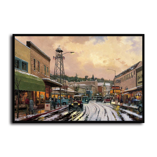 Main Street Trolley HD Canvas Print Home Decor Paintings Wall Art Pictures
